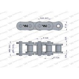 Sustiprinta ritininė grandinė 60sp r1 3 4 5m Warynski