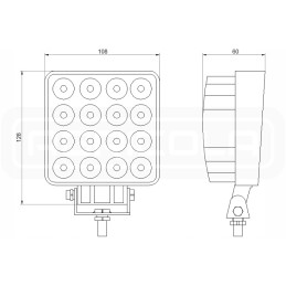 Darbo lempa 16xled 2000 lm 24w jungtis