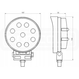 Darbo lempa 9xled 1280 lm 24w jungtis