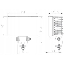 LED darbo lempa stačiakampė 60w 5700lm 9 36v sw