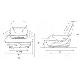 Šakinio krautuvo sėdynė su operatoriaus jutikliu