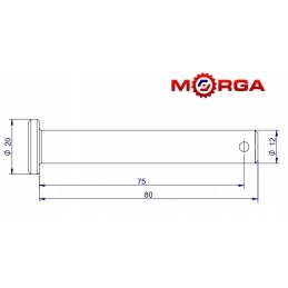 Kaištis 12h8x85 75, tvirtinantis c ašies kaištį 3