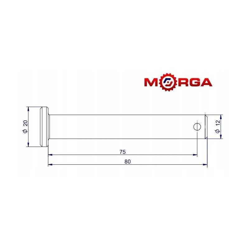 Kaištis 12h8x85 75, tvirtinantis c ašies kaištį 3