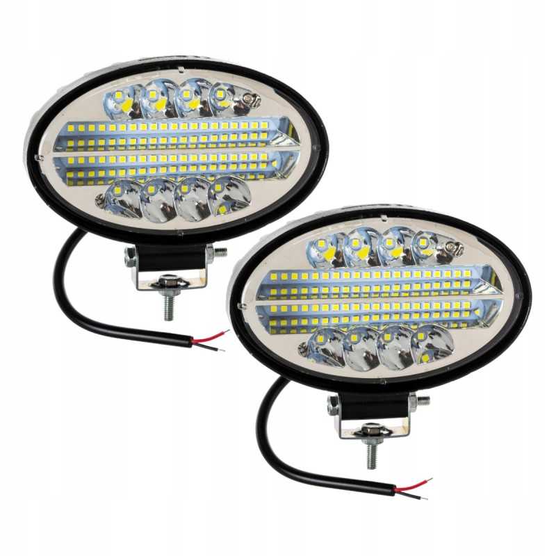 Halogeninis prožektorių darbo lempa 48 LED, ovali, 2 vnt
