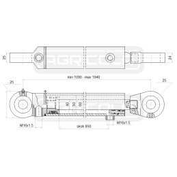 Hidraulinis stūmoklio cilindras 50 40 taktų 850mm l 1090