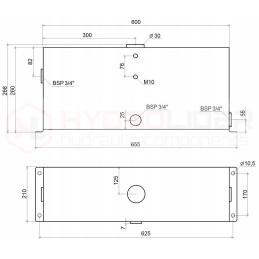Hidraulinis bakas 25l, užpildas, lygio indikatorius