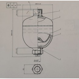 Amortizatorius, dvigubas hidroakumuliatorius 0-5l apvaliam