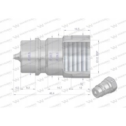 Hidraulinės greitosios jungties kištukas su šalintuvu c