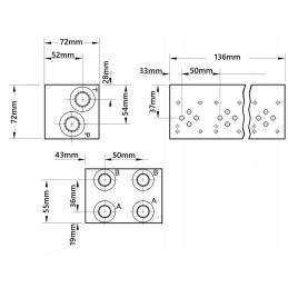 Vožtuvo plokštės blokas ng6 cetop 2 skyriai su vožtuvu