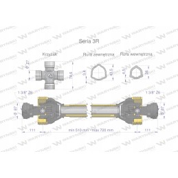 Rotacinio kardaninio veleno velenas 510 720mm 460nm Warynski