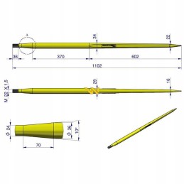 Universalus tiesus krautuvas 1100mm apvalūs waryns