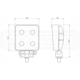 Darbo lempa 4xLED 1600 lm 16w jungtis