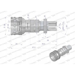 Hidraulinės greitosios jungties lizdas su šalintuvu c