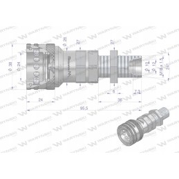 Hidraulinės greitosios jungties lizdas su šalintuvu c