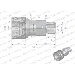 Hidraulinės greitosios jungties lizdas su šalintuvu c