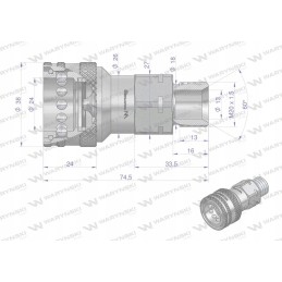 Hidraulinės greitosios jungties lizdas su šalintuvu c