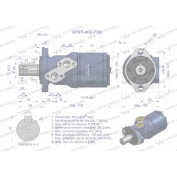 Hidraulinis variklis 400 cm3, 32 mm ritinėliai, Waryns