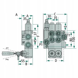 Vienos sekcijos hidraulinis skirstytuvas, debitas 40l