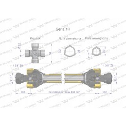 Kardaninis velenas 560 830mm 210nm ce 1r warynski