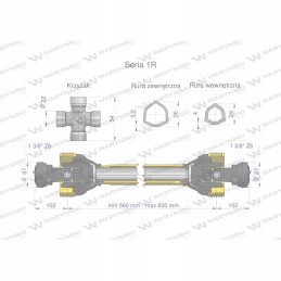 Kardaninis velenas 560 830mm 210nm ce 1r warynski