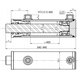 Hidraulinio cilindro pavara, stūmoklis 50x30, eiga 400