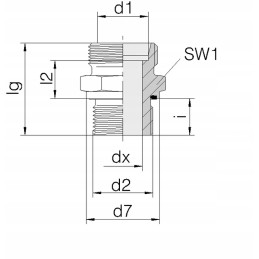 Tiesi jungtis su tarpine m22x1 5 m22x1 5 15l
