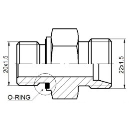 Tiesi jungtis ed bb m20x1 5 m22x1 5 hidrolideris