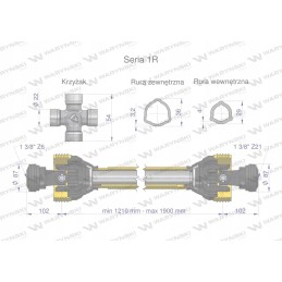 Šarnyrinis ir teleskopinis velenas 1210 1900mm 210nm šakė