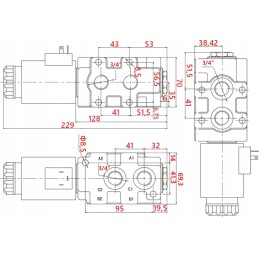 Solenoidinis vožtuvas 6 2 daliklis 90l 12v 3 sekcija apvalus