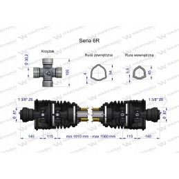 Kardaninis velenas 1010 1560mm 830nm Warynski