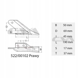 Dešinysis kaušas mini ekskavatorius JCB 1 90kg shark 52200102 extreme