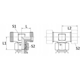 T formos jungtis su simetriška veržle m14x1 5 8