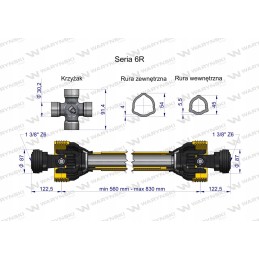 Kardaninis velenas 560 830mm 830nm Warynski