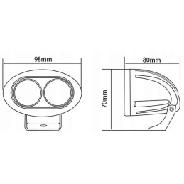 LED darbo lempa ovali 20w 1800lm 10 30v fokusuota šviesa 2 LED