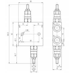 Perdavimo vožtuvas skersinis vau 1 2 70l 50 250bar hidrolideris