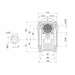 HMRV 63 1 15 pavarų dėžė B14 varikliui, 19mm velenas