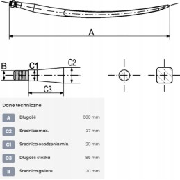 Krautuvo fiksatorius, išlenktas, uždaromas kvadratinis profilis
