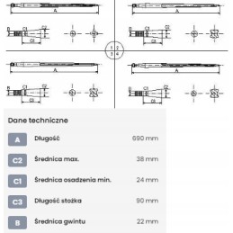 Krautuvas tiesus profilis, dvigubas t 38x690 mm
