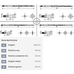 Krautuvas yra paprastas kvadratinis profilis 45x980 mm