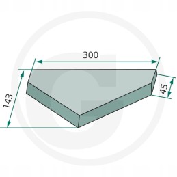 Centrinis pjovimo peilis 300 mm x 143 mm