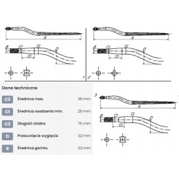 Krautuvas, lenktas, 32 mm, dviejų atspalvių profilis