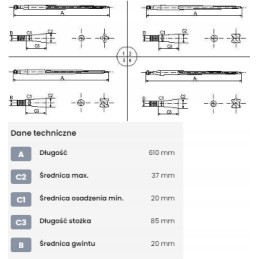 Krautuvas tiesus kvadratinis profilis 37x610 mm