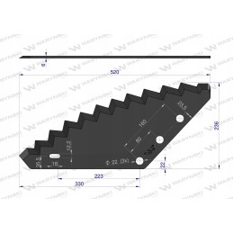 Tiekimo vagono peilis, universali anga, 22 mm, Warynski dydis