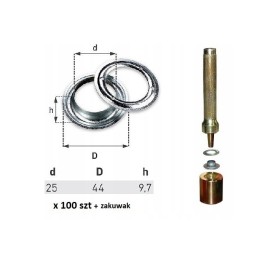 100 vnt kilpelių tentui skersmuo 25 mm