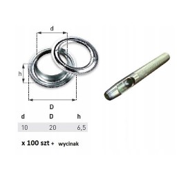 Nerūdijančio plieno ąselės, 100 vnt, skersmuo 10, pjaustytuvas