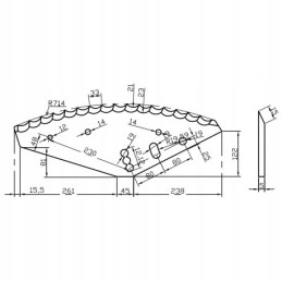 Tiekimo vagono peilis 538x220x5, angos skersmuo 20mm