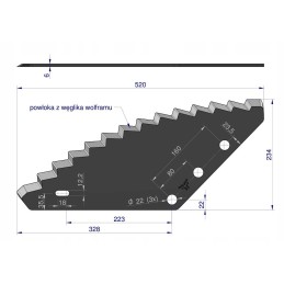 Pašarų vagono peilis turi 22 mm skylę, standartinis karališkasis ūkis