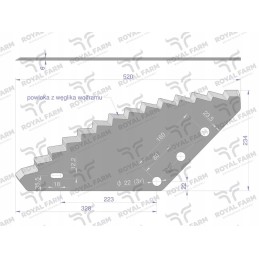 Pašarų vagono peilis turi 22 mm skylę, standartinis karališkasis ūkis