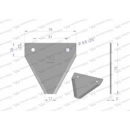 Derliaus nuėmimo peilis su dantytais ašmenimis apatinėje peilio juostelės pusėje
