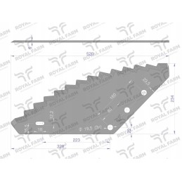 Tiekimo vagono peilis, universali anga, 19 5 mm standartas